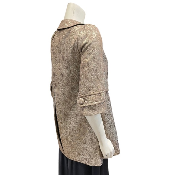 NEW Gold Brocade Retro Overcoat - Picture 9 of 13